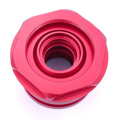 RoHS Certified Aluminum Machining Parts in Red Anodized Finish for ODM