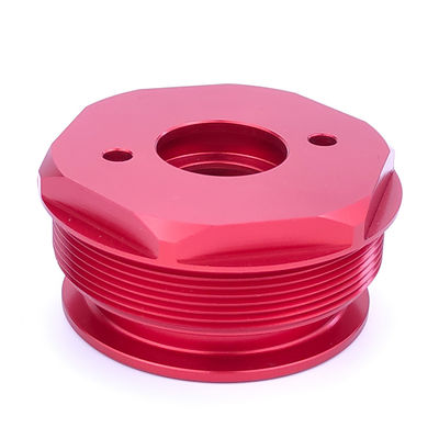 RoHS Certified Aluminum Machining Parts in Red Anodized Finish for ODM