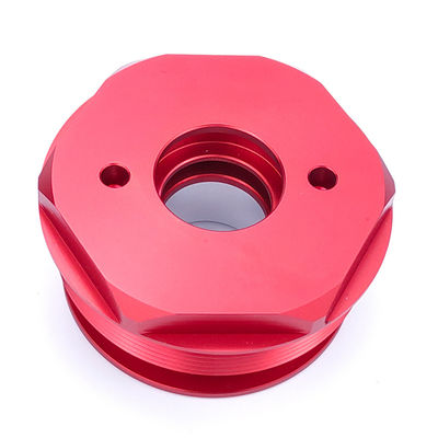 RoHS Certified Aluminum Machining Parts in Red Anodized Finish for ODM